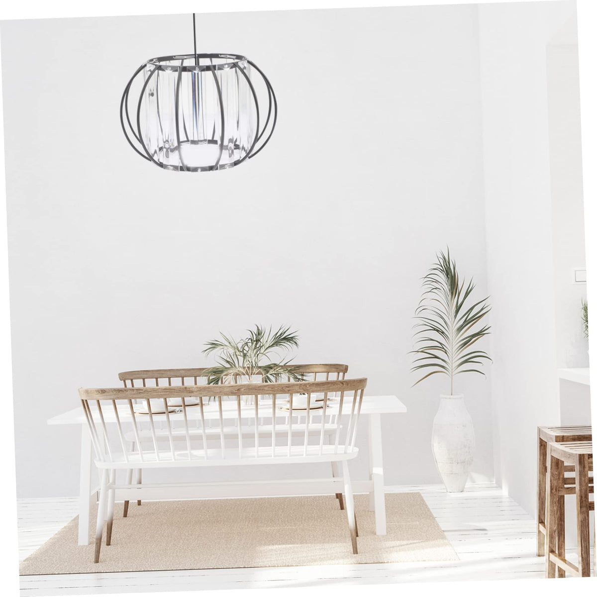 Alipis E27 Glass Lamp Shade with Iron Frame for Ceiling Light, Simple Elegant Design Suitable for Kitchen