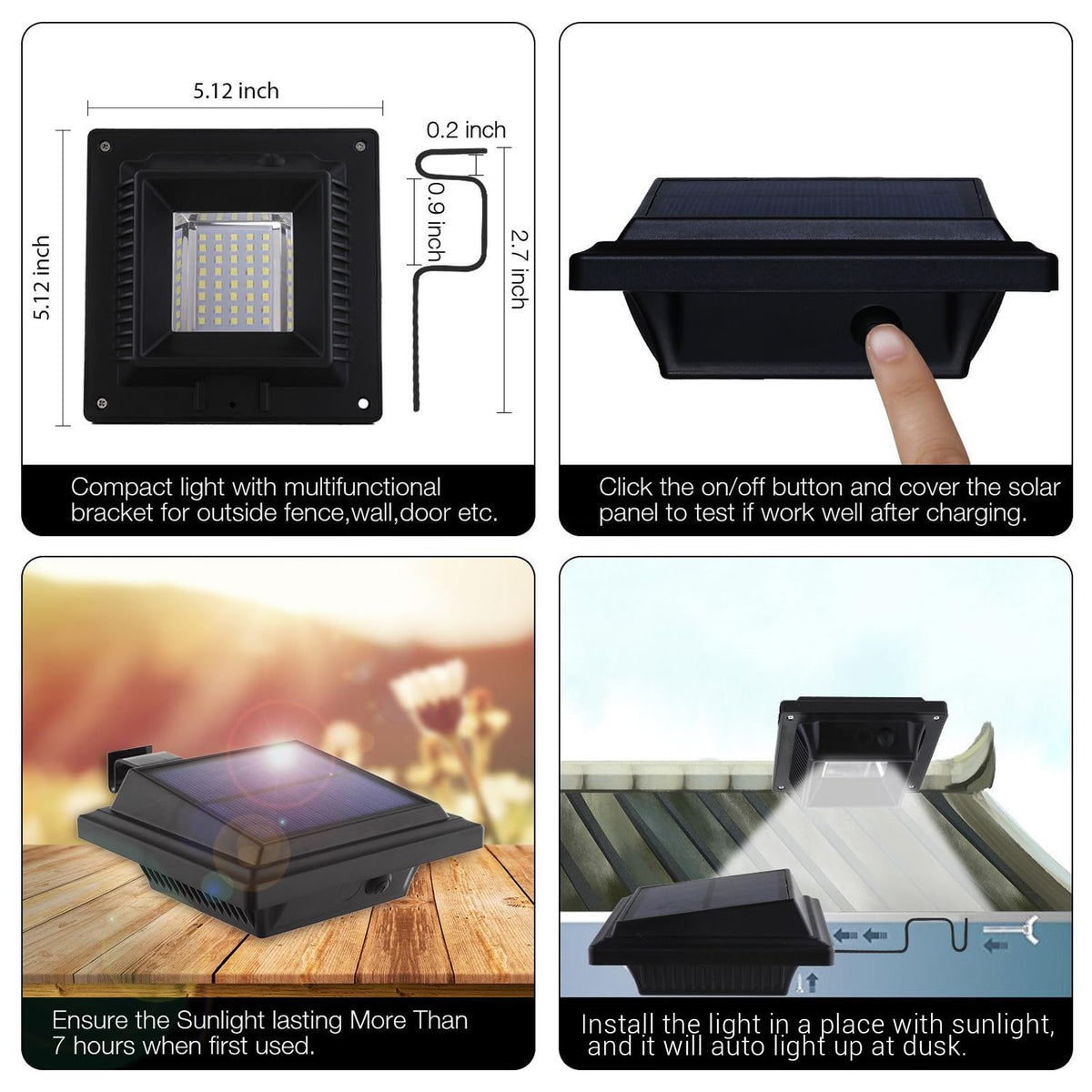 LED Solar Powered Gutter Light, White Light Outdoor Garden Landscape Pathway Yard Step Wall Stair Deck Fence Eaves