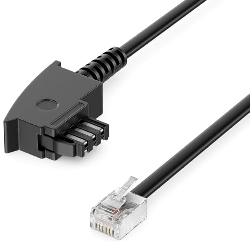 Deleycon 0.5m TAE-F to RJ11 Male Flat Telephone Cable, Black