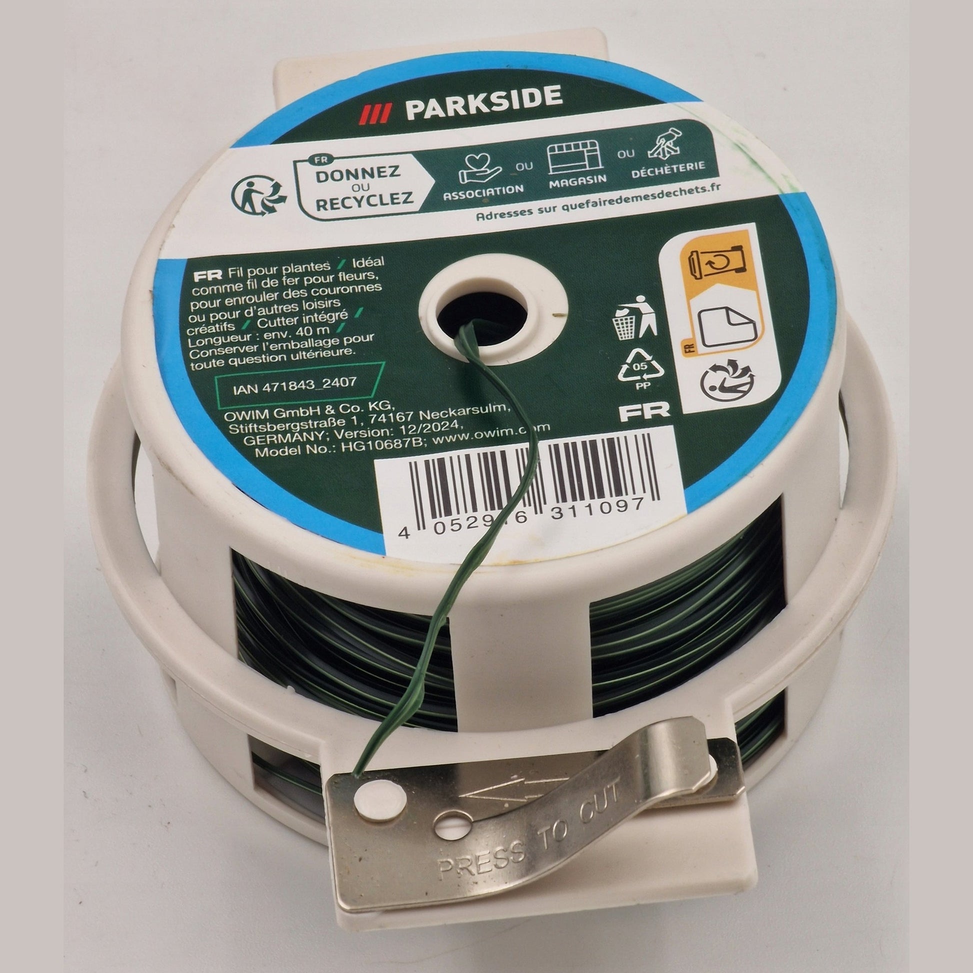 Coated Garden Wire with Cutting Tool, 40 meters in length