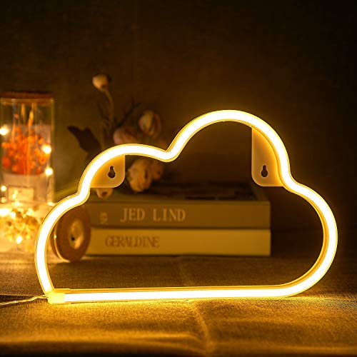 Dyc - Cloud Shaped Warm White Neon Sign, USB/Battery Operated Night Light