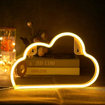 Dyc - Cloud Shaped Warm White Neon Sign, USB/Battery Operated Night Light