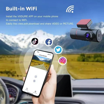 4K 3 Channel Dash Camera for Cars, Built-in Wifi App with GPS Tracker Car DVR Tracker, IR Night Vision Video Recorder 2160P+1080P+1080P, 360 Degree Panoramic Protection