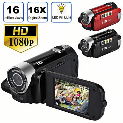 Akozon - Portable Video Camcorder, 1080P 16MP 16MP Rotary TFT Screen 2.7 Inch 16x Video Vlogging for Kids Digital Zoom with USB Cable Mini DV Player Black (Black)