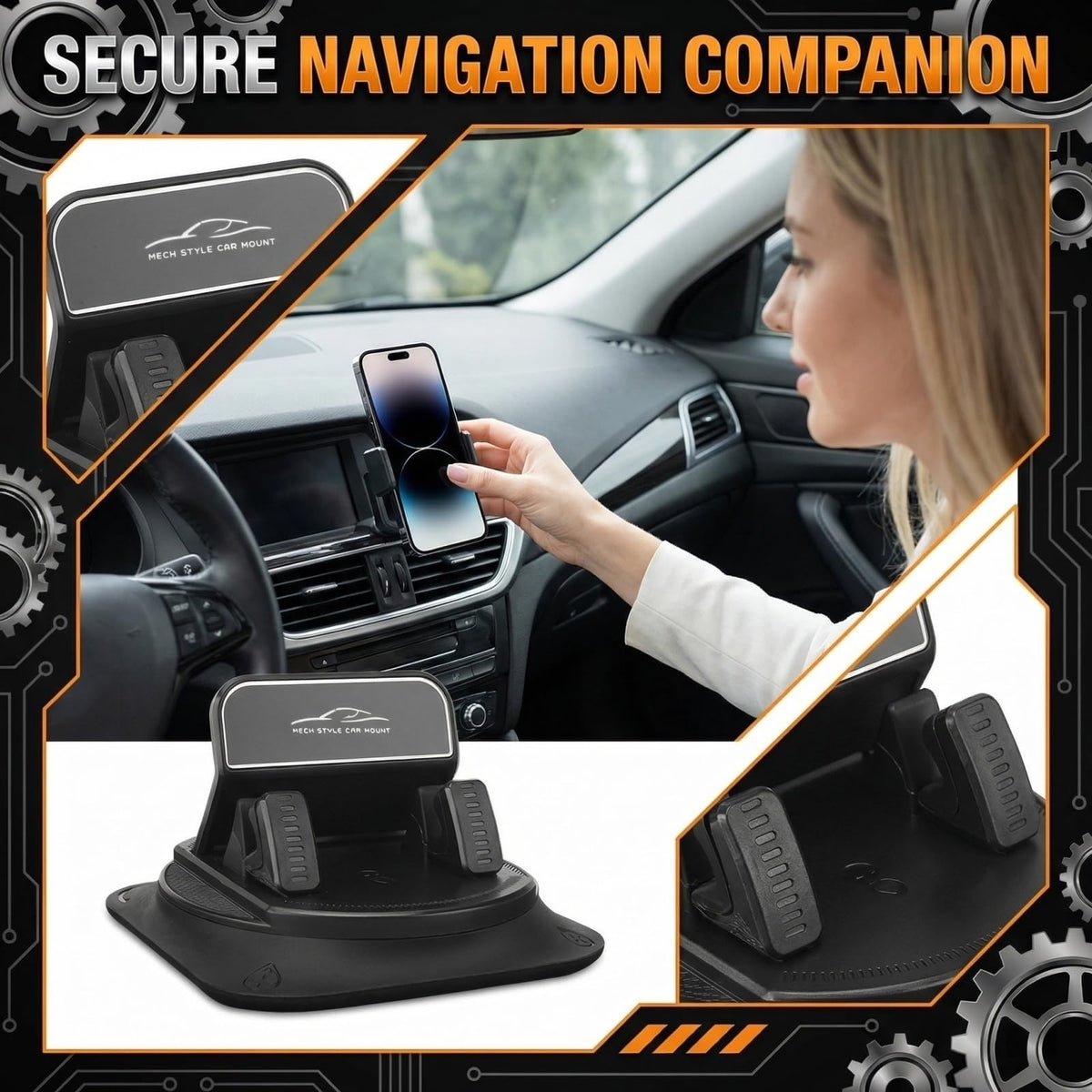 360° Rotatable Phone Holder for Car Dashboard,Portable Anti-Slip Grips & One-Hand Operation Car Cell Phone Mount,Universal Dashboard Cell Phones Holder Cars Accessories for Most Vehicles