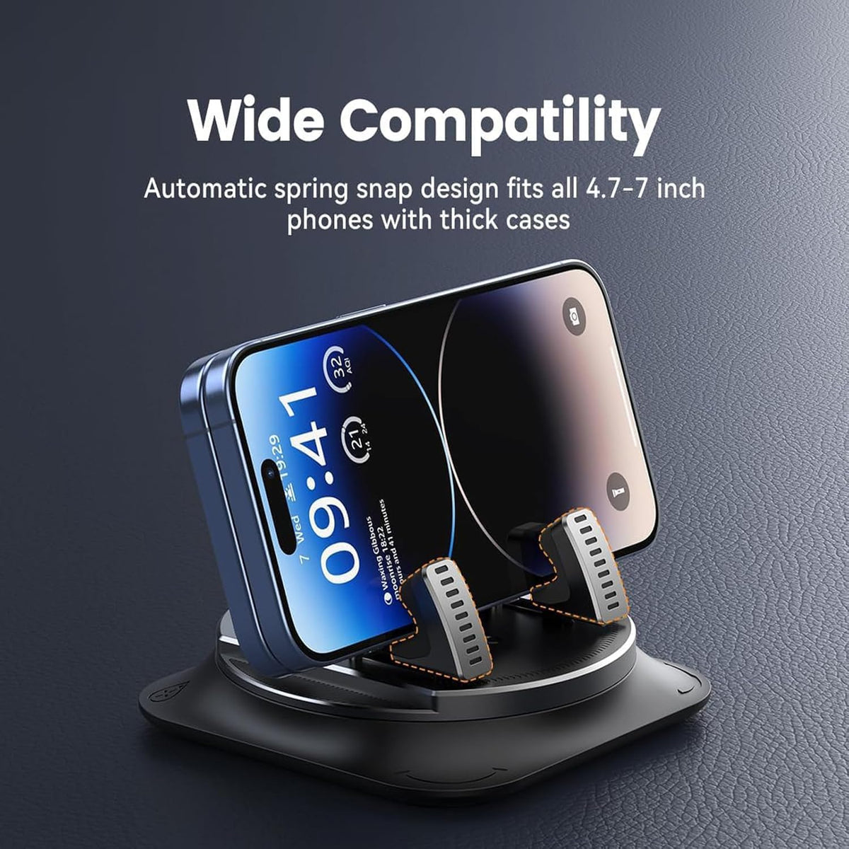 360° Rotatable Phone Holder for Car Dashboard,Portable Anti-Slip Grips & One-Hand Operation Car Cell Phone Mount,Universal Dashboard Cell Phones Holder Cars Accessories for Most Vehicles