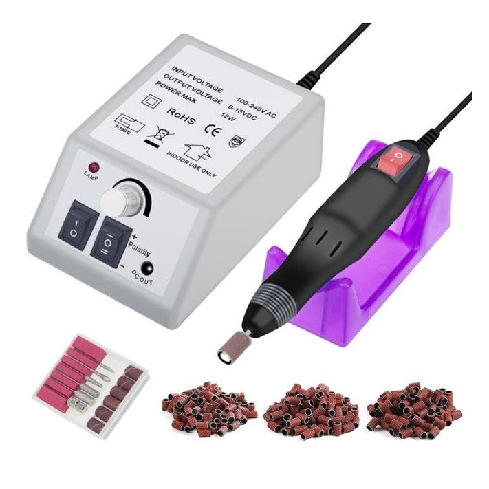 Electric Nail Drill Machine, TERRIFI Low Noise Low Vibration Professional Nail File Machine up to 20000 RPM for Acrylic, Gel Nail Remover, Manicure Pedicure Kit with 156pcs Accessories
