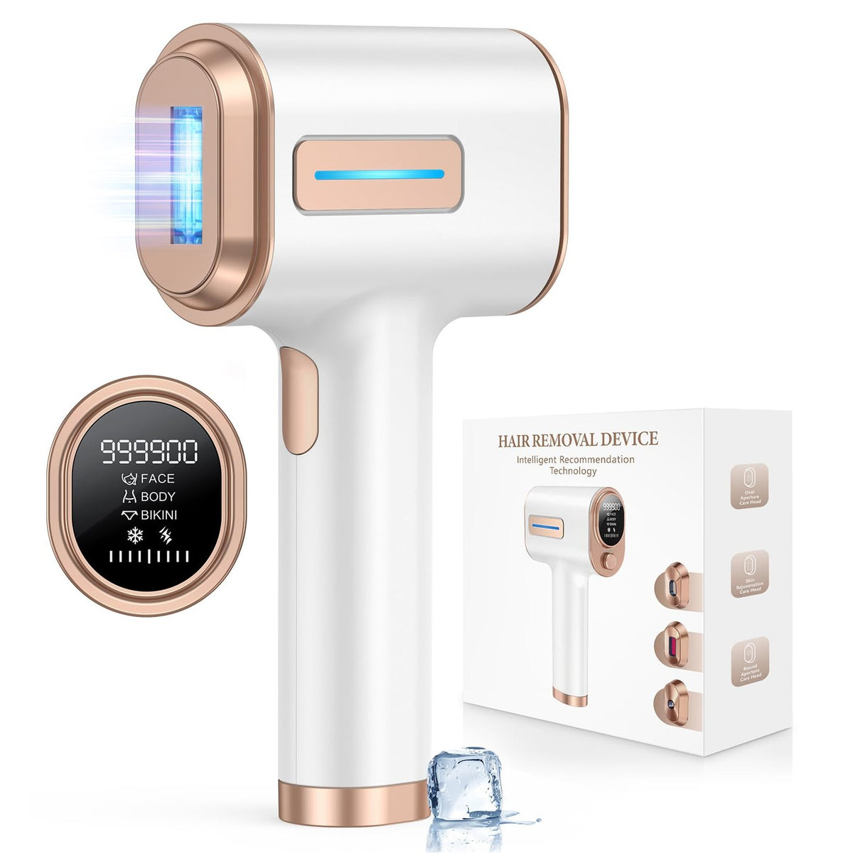 LAORICI At-Home IPL Hair Removal for Women and Men Permanent Laser Hair Removal 999900 Flashes with Ice Cooling Care Function 9 Energy Levels Hair Removal Handset for Face Bikini Line Armpit Leg Back