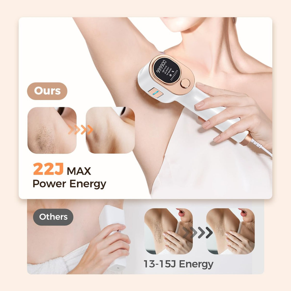 LAORICI At-Home IPL Hair Removal for Women and Men Permanent Laser Hair Removal 999900 Flashes with Ice Cooling Care Function 9 Energy Levels Hair Removal Handset for Face Bikini Line Armpit Leg Back