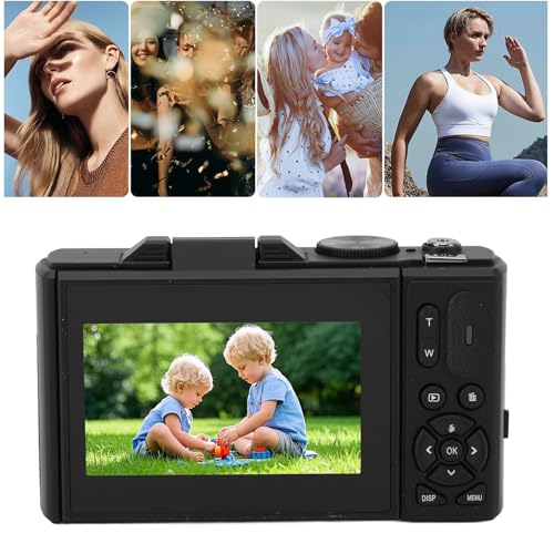 Digital Camera 5K 75MP Travel HD 18X Zoom Retro Autofocus Mirrorless Flip Screen 3 Inch for Adults Beginners (Black)