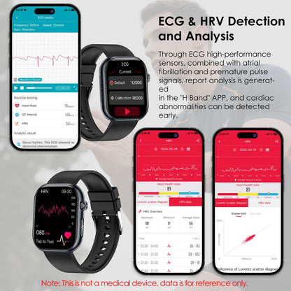 YUPENG Smart Watch for Men Women BMI, 1.95" AMOLED Screen Fitness Smartwatch with Bluetooth Calls, Body Temperature/Sleep Monitor/SpO2/SOS for Android iOS