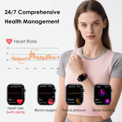 YUPENG Smart Watch for Men Women BMI, 1.95" AMOLED Screen Fitness Smartwatch with Bluetooth Calls, Body Temperature/Sleep Monitor/SpO2/SOS for Android iOS