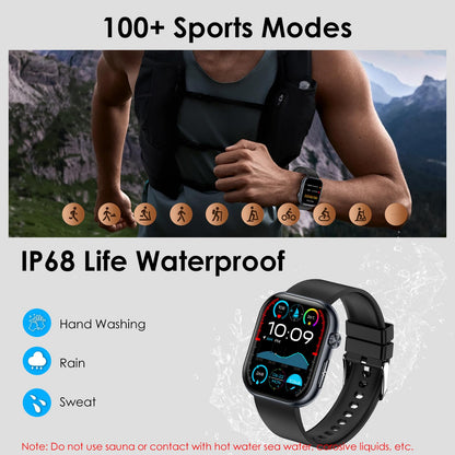 YUPENG Smart Watch for Men Women BMI, 1.95" AMOLED Screen Fitness Smartwatch with Bluetooth Calls, Body Temperature/Sleep Monitor/SpO2/SOS for Android iOS