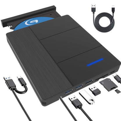 External Blu-ray Drive with USB 3.0 Type-C Portable Blu Ray Drive Portable 3D CD DVD Burner Optical Bluray Drive for Laptop PC Desktop Windows 11 10 Mac OS