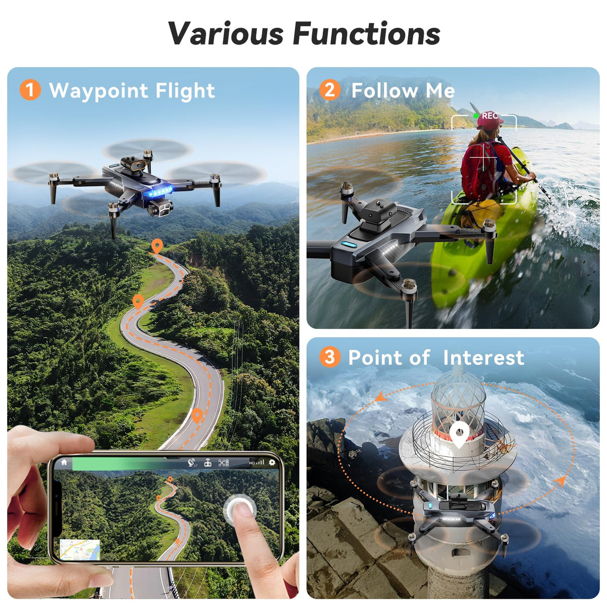 GPS Drones with 4K Camera for Adults Under 249g, P17 Drone with Brushless Motor 5G Transmission, 3 Batteries, Follow Me, Smart Return Home, Foldable FPV Drone for Long Distance