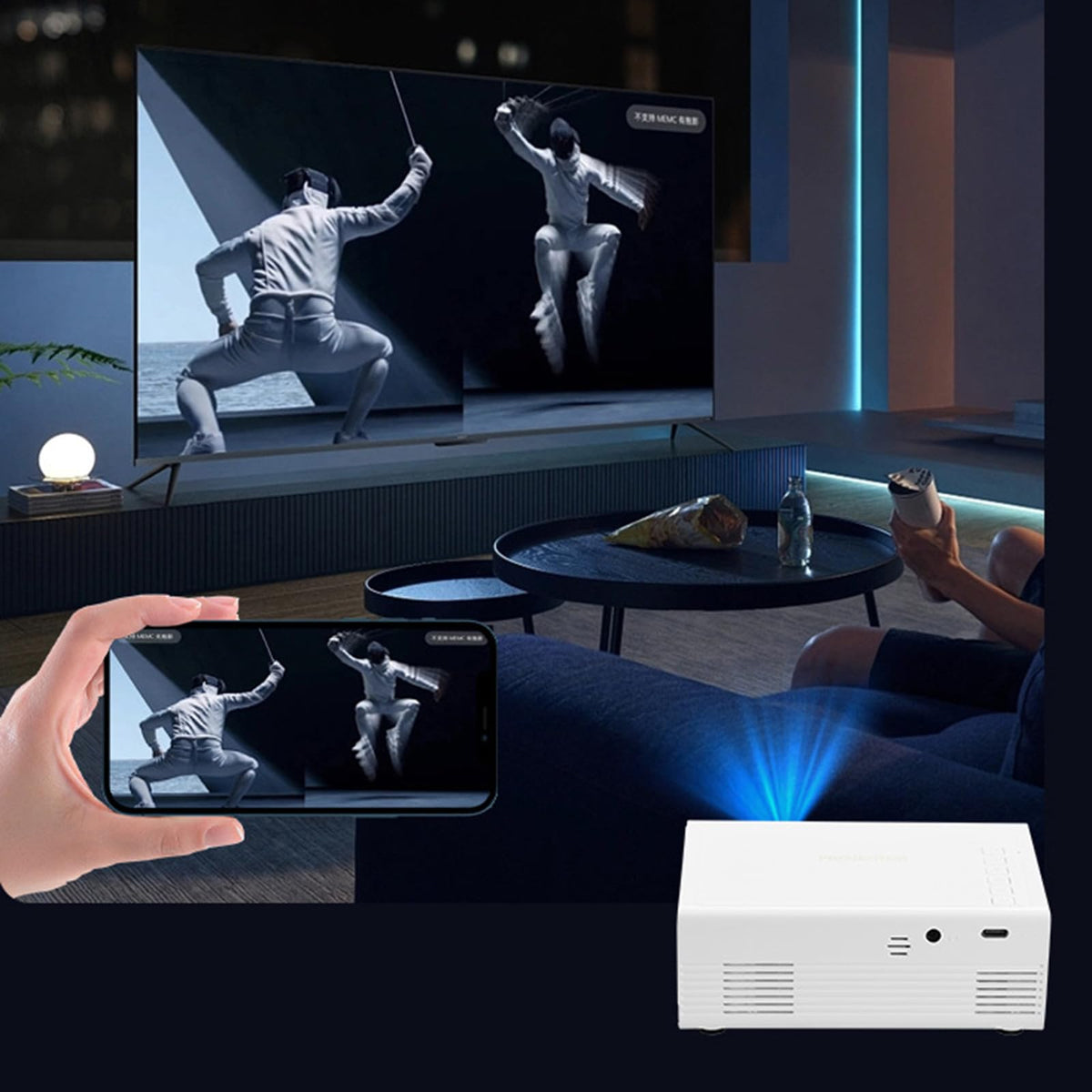 Mini Projector, 1080P HD Portable Projector Movie Video Projector