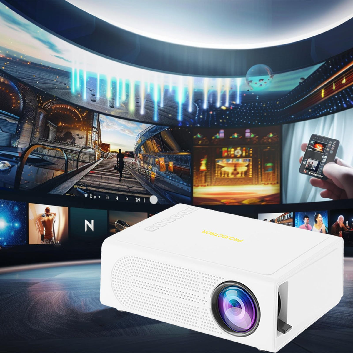 Mini Projector, 1080P HD Portable Projector Movie Video Projector