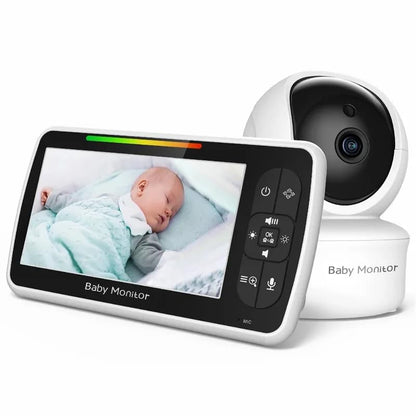 CNG Baby Monitor with 5" Screen, Camera, Two-Way Talk, Night Vision, 2.4GHz Wireless, Temperature Display, 8 Lullabies