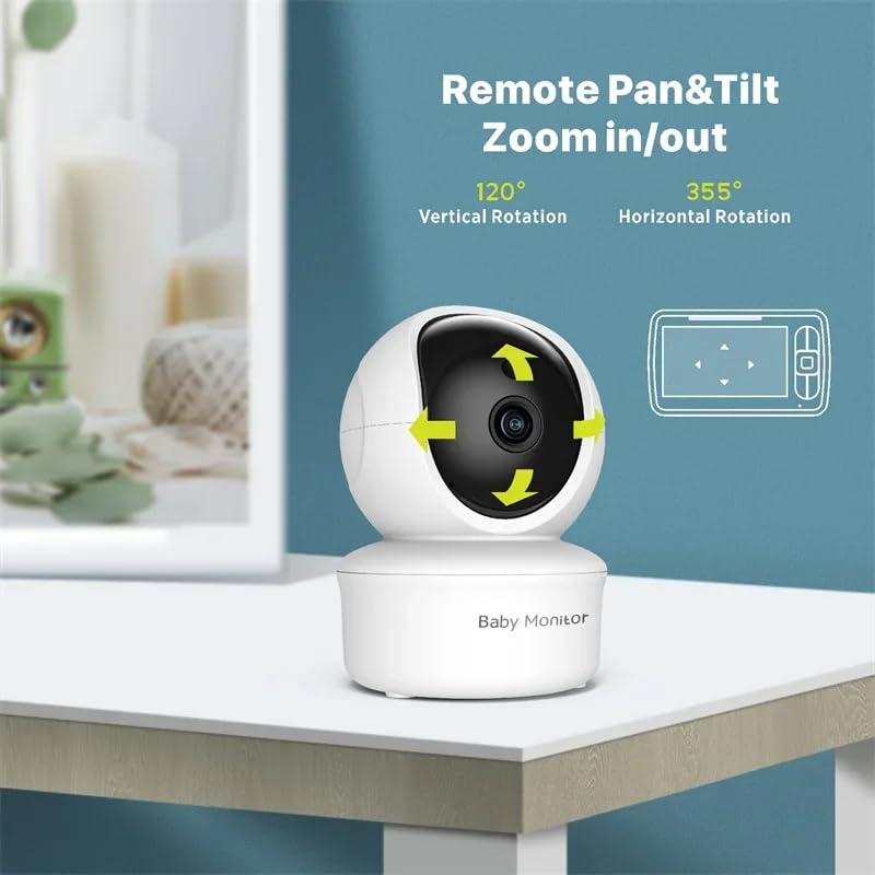 CNG Baby Monitor with 5" Screen, Camera, Two-Way Talk, Night Vision, 2.4GHz Wireless, Temperature Display, 8 Lullabies