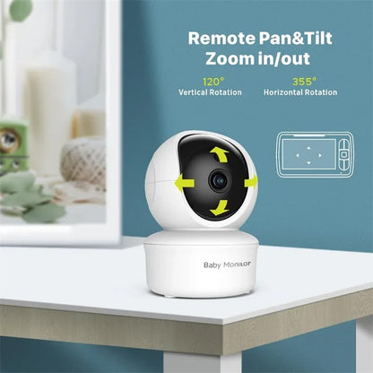CNG Baby Monitor with 5" Screen, Camera, Two-Way Talk, Night Vision, 2.4GHz Wireless, Temperature Display, 8 Lullabies