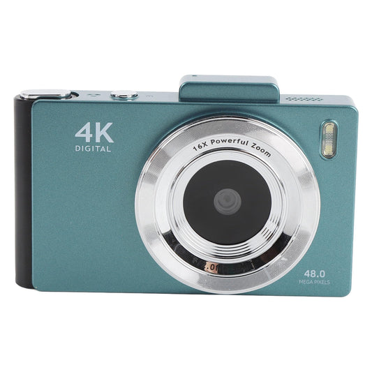 4K Digital Camera, 48MP UHD 2.8 Inch Screen Digital Zoom 16x Front and Rear Camera with Auto Focus, with LED Flash, for Travel Photography (Green)