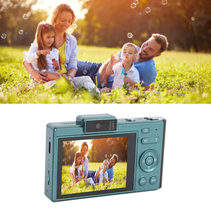 4K Digital Camera, 48MP UHD 2.8 Inch Screen Digital Zoom 16x Front and Rear Camera with Auto Focus, with LED Flash, for Travel Photography (Green)