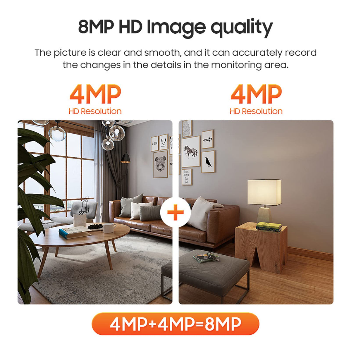 Indoor WiFi Camera, 4MP HD PTZ Smart Home Dual Lens 360° View Security IP Camera with Auto Tracking Motion Detection Color Night Vision