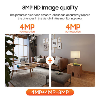 Indoor WiFi Camera, 4MP HD PTZ Smart Home Dual Lens 360° View Security IP Camera with Auto Tracking Motion Detection Color Night Vision