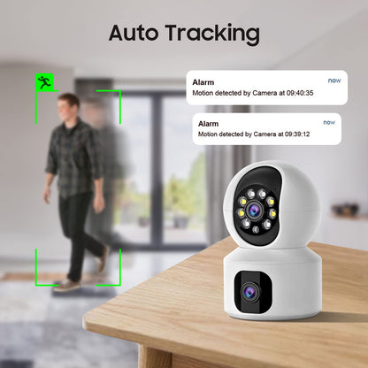Indoor WiFi Camera, 4MP HD PTZ Smart Home Dual Lens 360° View Security IP Camera with Auto Tracking Motion Detection Color Night Vision
