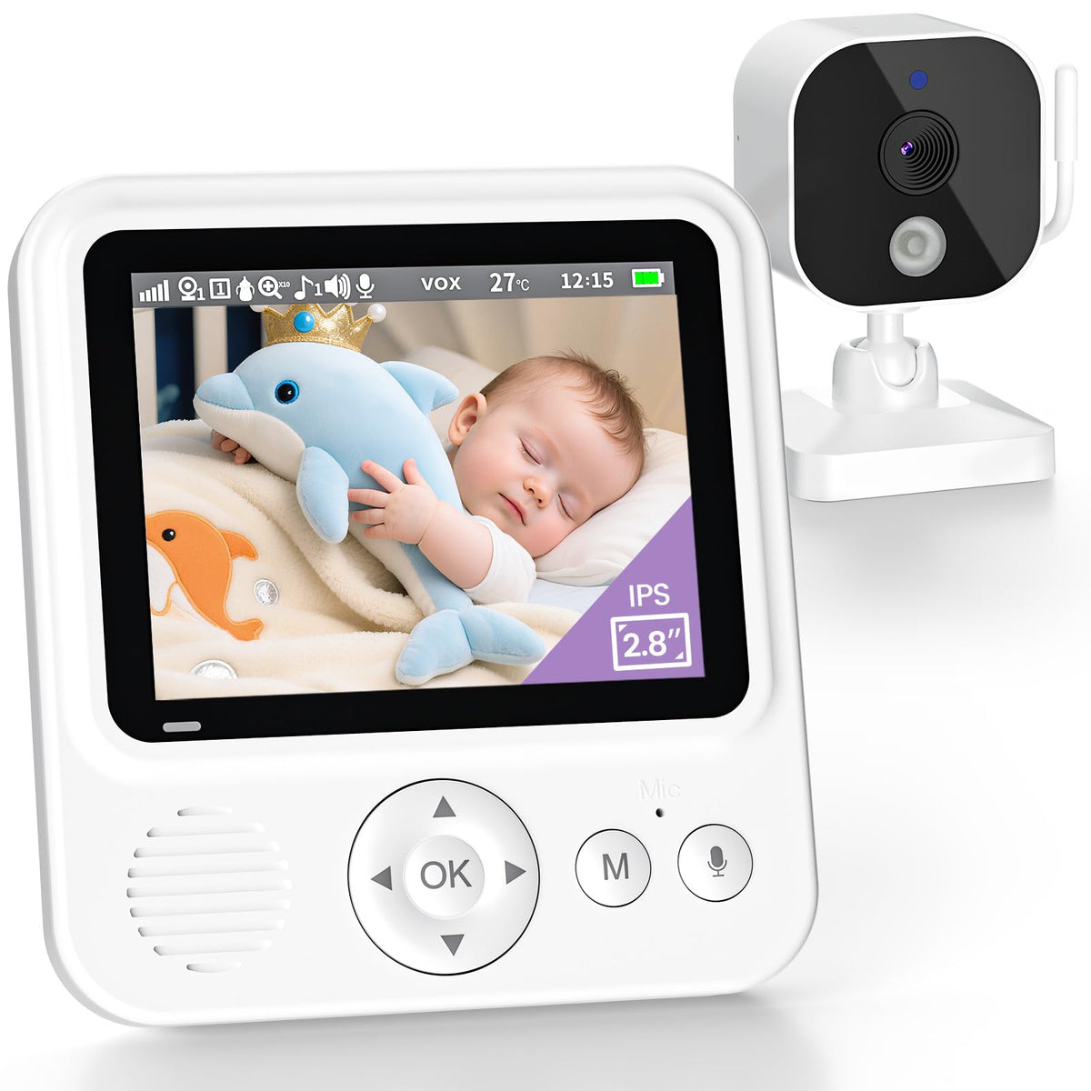 Baby Monitor with Camera, Smart Baby Surveillance Camera with 2.8 Inch HD