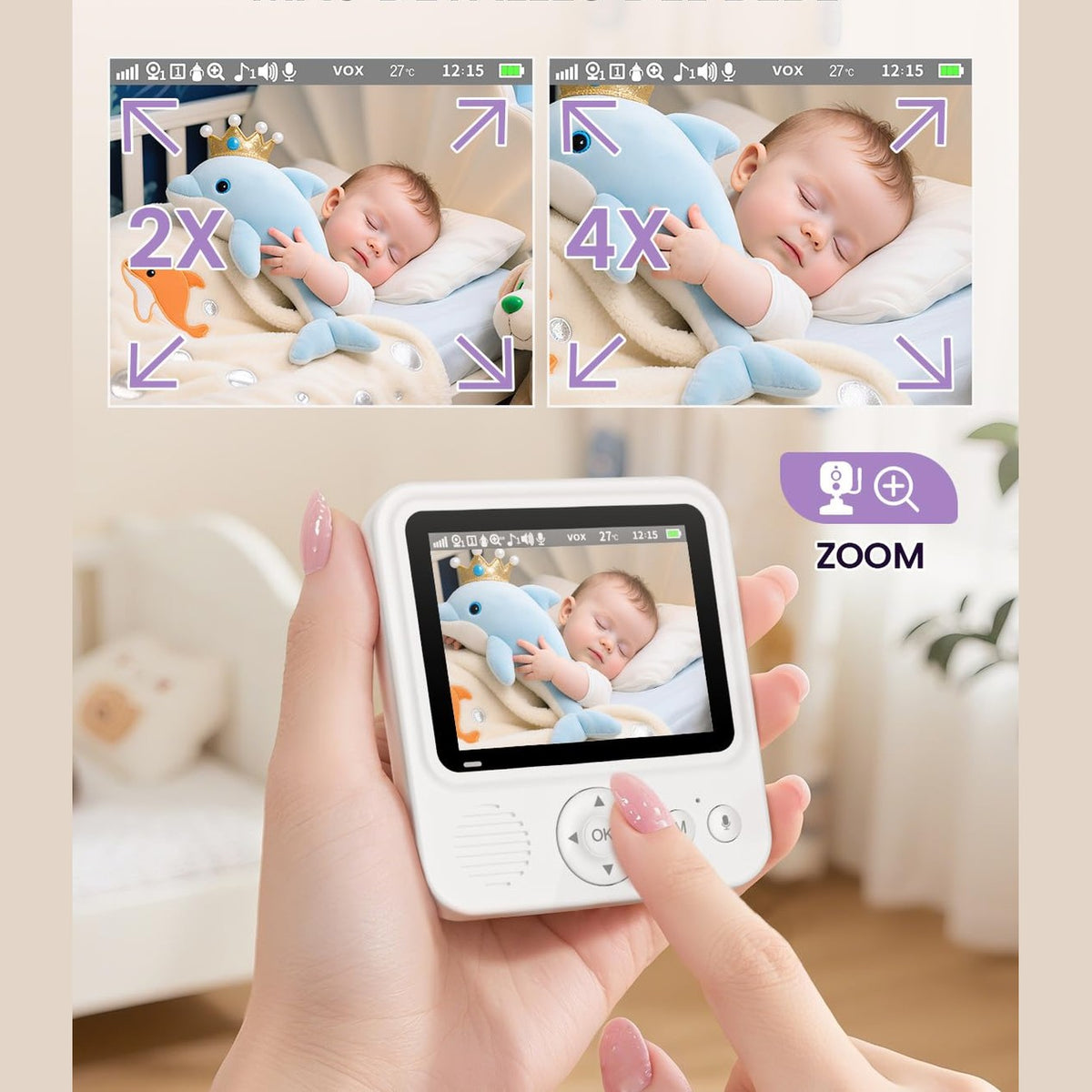 Baby Monitor with Camera, Smart Baby Surveillance Camera with 2.8 Inch HD