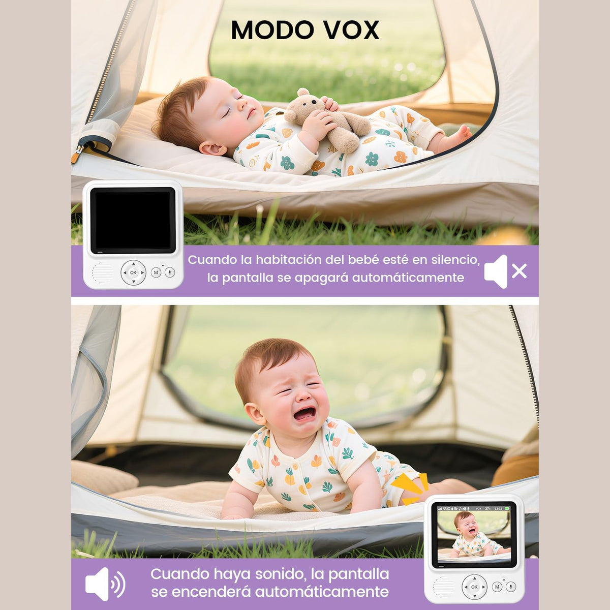 Baby Monitor with Camera, Smart Baby Surveillance Camera with 2.8 Inch HD