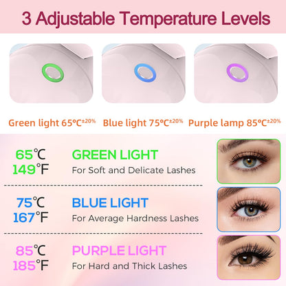 Heated Eyelash Curlers, Electric Eyelash Curler 3 Temperature Modes with USB Rechargeable Eyelash Curlers, Heated Lash Curler for Women Natural Eye Lash Curler Makeup Tool (Pink)