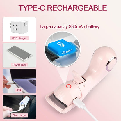 Heated Eyelash Curlers, Electric Eyelash Curler 3 Temperature Modes with USB Rechargeable Eyelash Curlers, Heated Lash Curler for Women Natural Eye Lash Curler Makeup Tool (Pink)