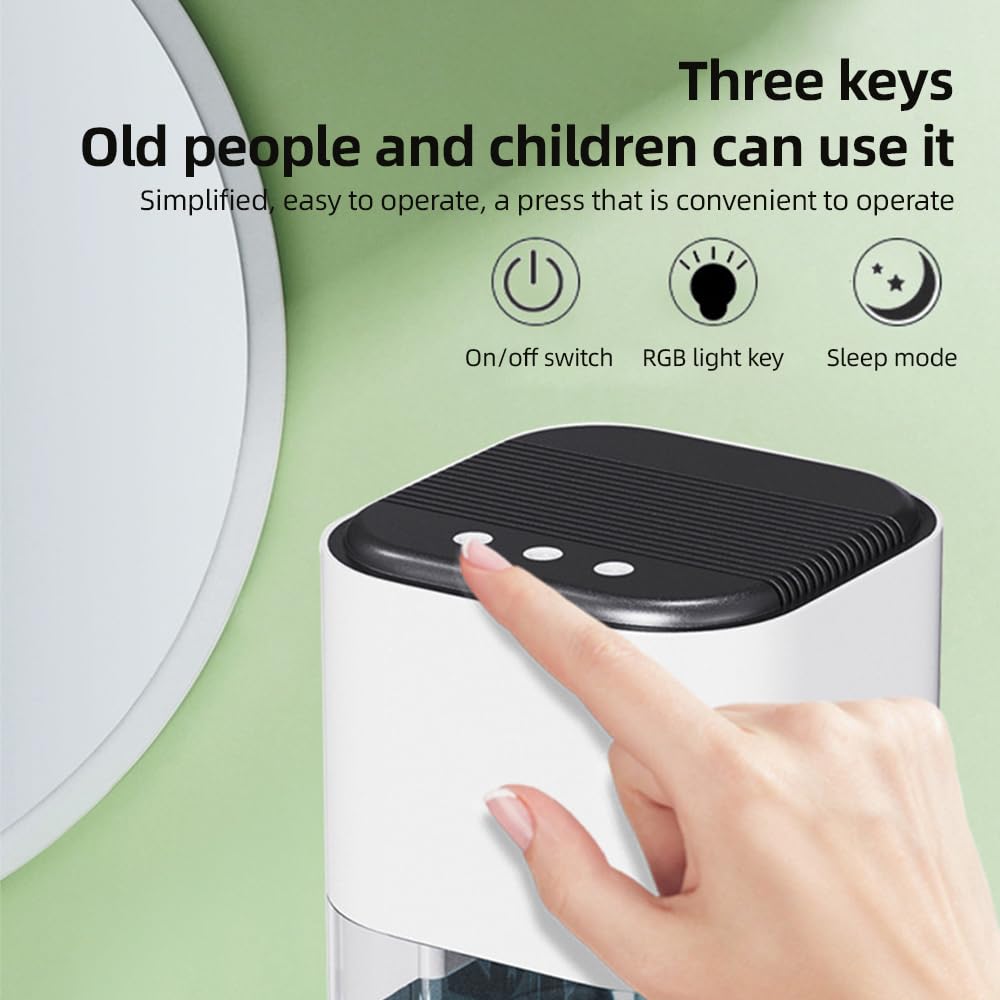 Home Dehumidifier with Light Auto Shut Off Low Noise Sleep Mode Efficient Small for Basement Bedroom Bathroom Closet Crawl Space