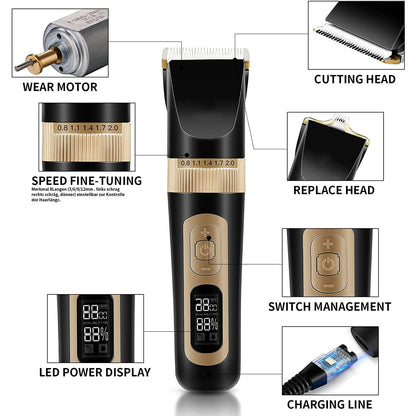 2 in 1 Dog Grooming Clippers,4-Speed Cordless Dog Clippers Low Noise, Quiet Rechargeable Dog Shaver Hair Trimmers Kit with Paw Blade,Electric Hair Clippers for Dogs Cats Pets