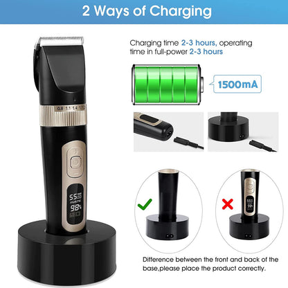 2 in 1 Dog Grooming Clippers,4-Speed Cordless Dog Clippers Low Noise, Quiet Rechargeable Dog Shaver Hair Trimmers Kit with Paw Blade,Electric Hair Clippers for Dogs Cats Pets