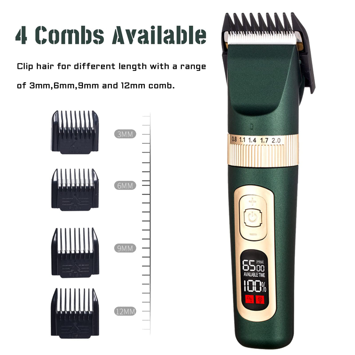 2 in 1 Dog Grooming Clippers,4-Speed Cordless Dog Clippers Low Noise, Quiet Rechargeable Dog Shaver Hair Trimmers Kit with Paw Blade,Electric Hair Clippers for Dogs Cats Pets