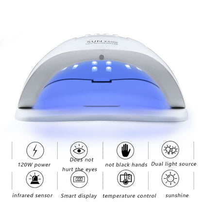 Curing Nail Lamp 80w/110w Quick-Drying Manicure Phototherapy Machine UV Gel Nail Lamp (White)