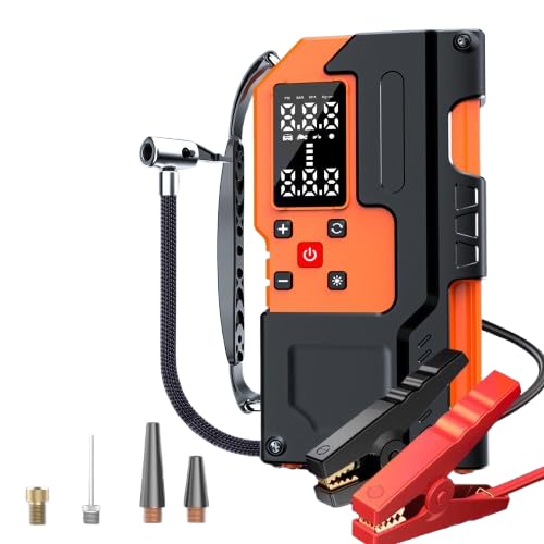 Multifunctional Professional 8000 MAh Digital Powerbank Car Battery Charger Jump Starter Cable and with Tire Inflator Air Pump