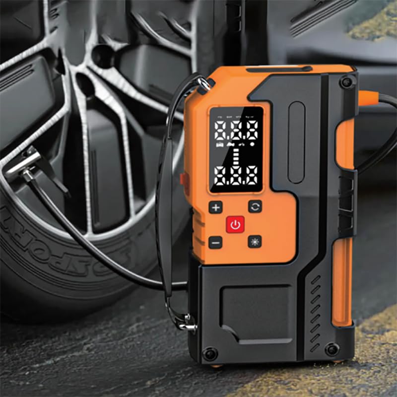 Multifunctional Professional 8000 MAh Digital Powerbank Car Battery Charger Jump Starter Cable and with Tire Inflator Air Pump