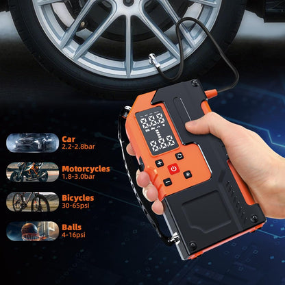 Multifunctional Professional 8000 MAh Digital Powerbank Car Battery Charger Jump Starter Cable and with Tire Inflator Air Pump