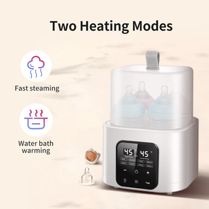 Baby Bottle Warmer for Twins: 6-in-1 Fast Breastmilk & Baby Food Heater, 48H Constant Temperature, Water Bath Heating, Universal Fit All Bottles & Jars, Super Large Capacity