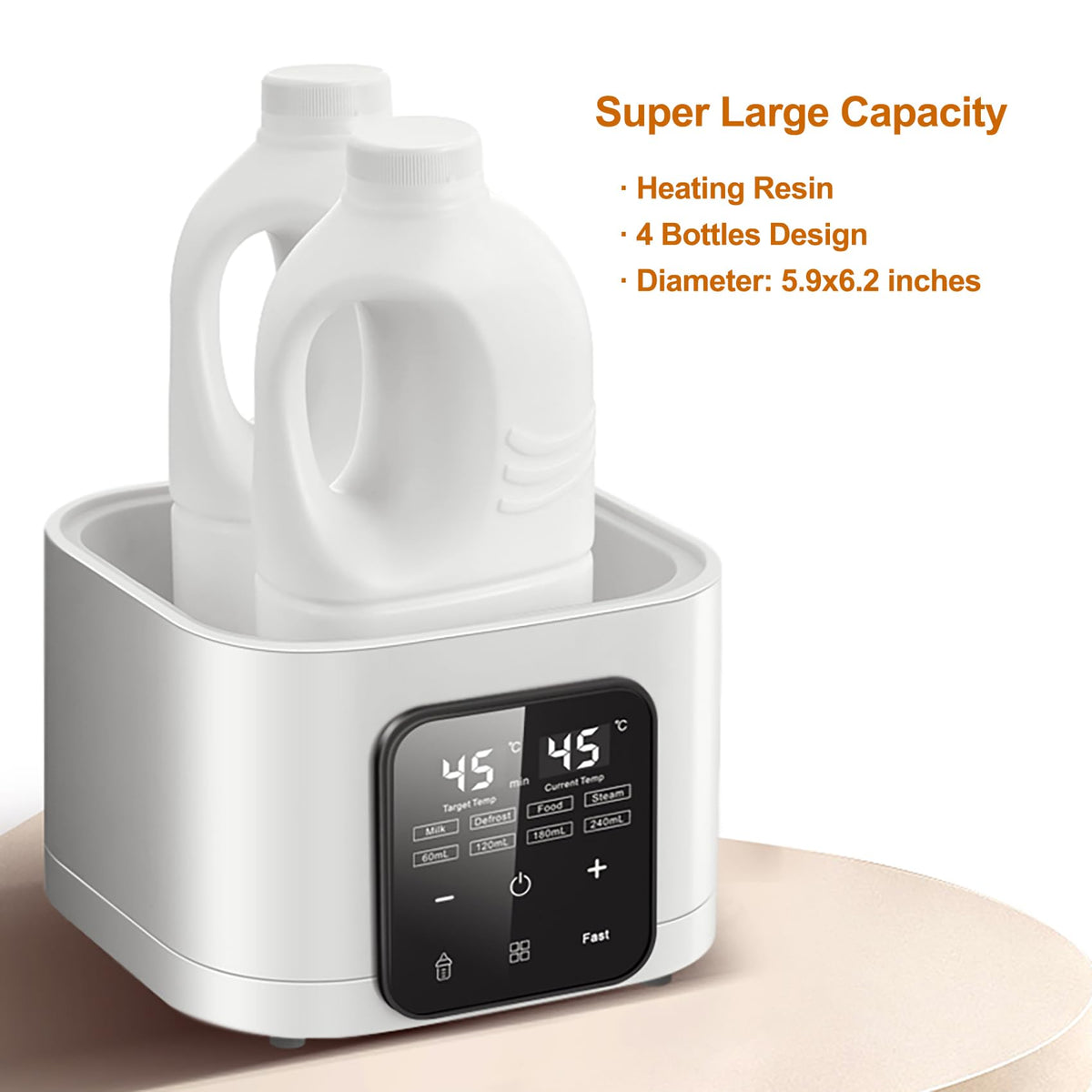 Baby Bottle Warmer for Twins: 6-in-1 Fast Breastmilk & Baby Food Heater, 48H Constant Temperature, Water Bath Heating, Universal Fit All Bottles & Jars, Super Large Capacity