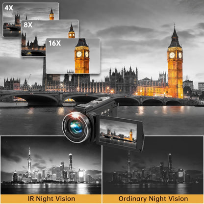 Video Camera Camcorder Full HD 1080P 36MP 16x Zoom for YouTube