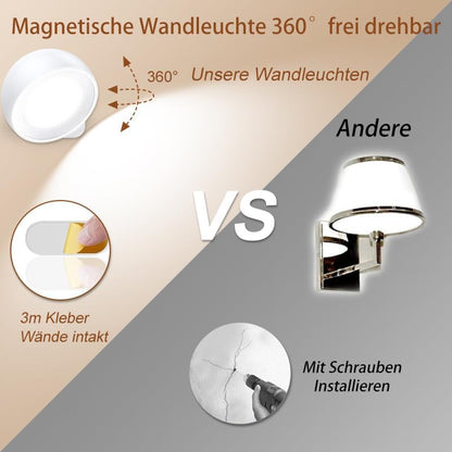 LED Wall Light Indoor 1 Piece Wall Lamp Wall Lights without Power Connection 4 Brightness Levels 3 Colour Modes Bedside Lamp Battery