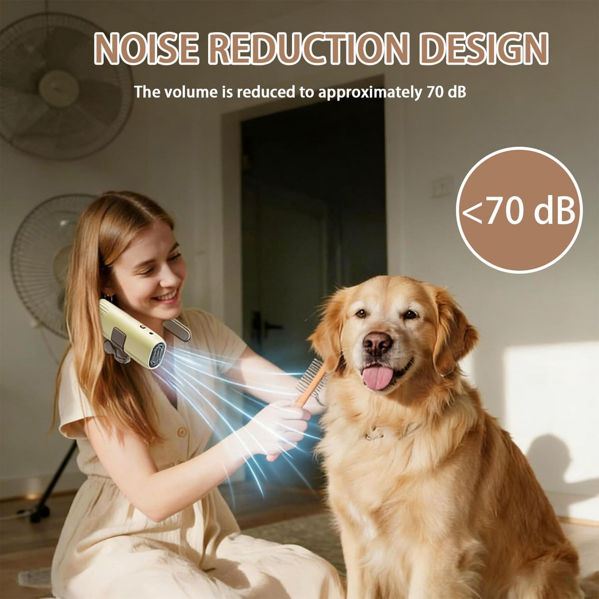 Neck Pet Dryer, 1400W Hands-Free Dog Hair Dryer with 110000RPM Brushless Motor, 3 Speeds & 3 Heat Settings, Self-Cleaning Blow Dryer for Dogs & Cats white