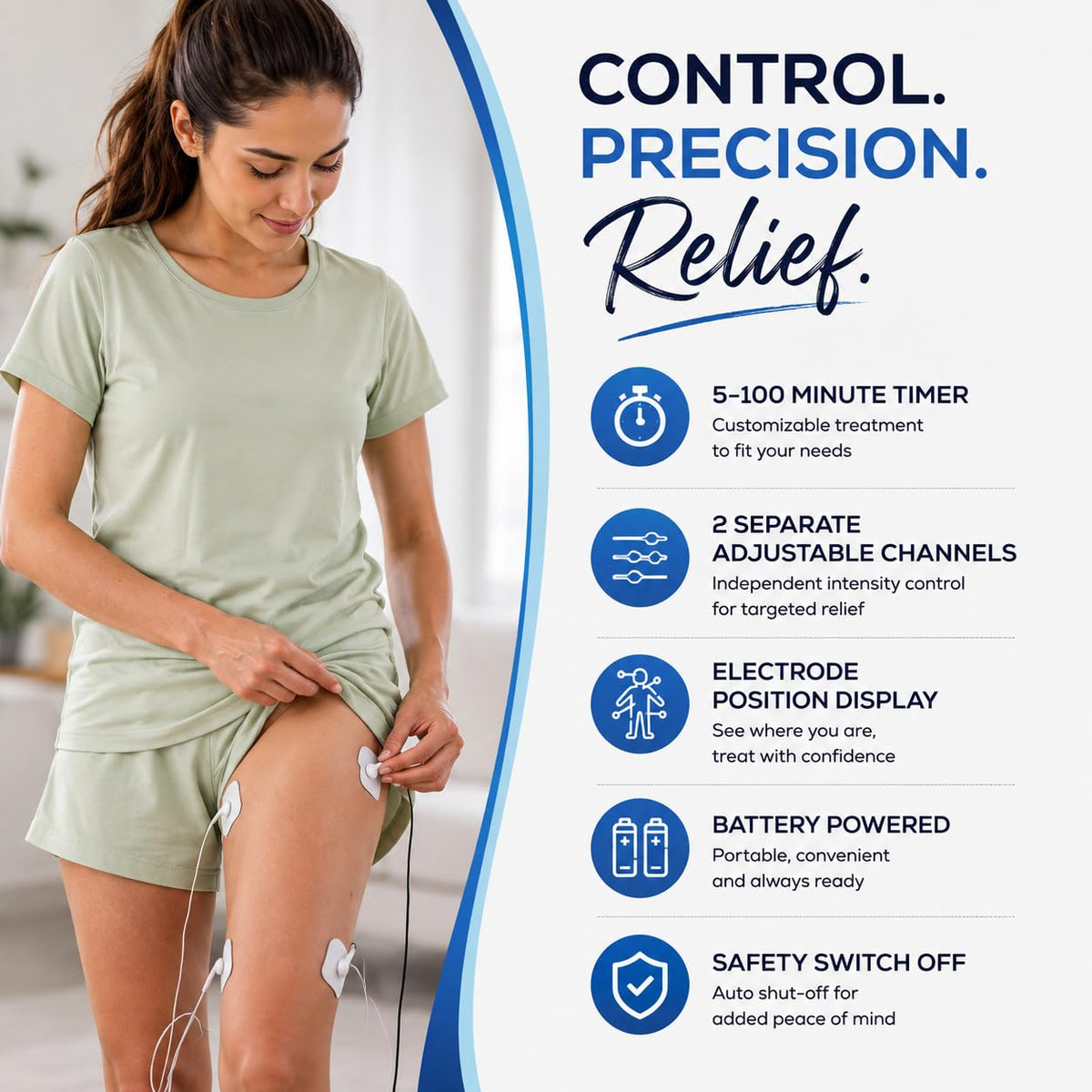 Digital TENS EMS Machine for Pain Relief, Muscle Stimulation & Massage | 64 Programs, 6 Customizable Modes, 2 Channels & 4 Electrodes