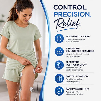 Digital TENS EMS Machine for Pain Relief, Muscle Stimulation & Massage | 64 Programs, 6 Customizable Modes, 2 Channels & 4 Electrodes