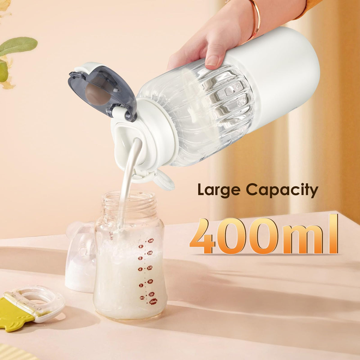 Portable Baby Bottle Warmer 400 ml, Bottle Warmer Baby On the Go Adjustable Temperature from 37 °C to 55 °C, Quick Heating and Accurate Temperature Control, Rechargeable via USB for Travel (01)